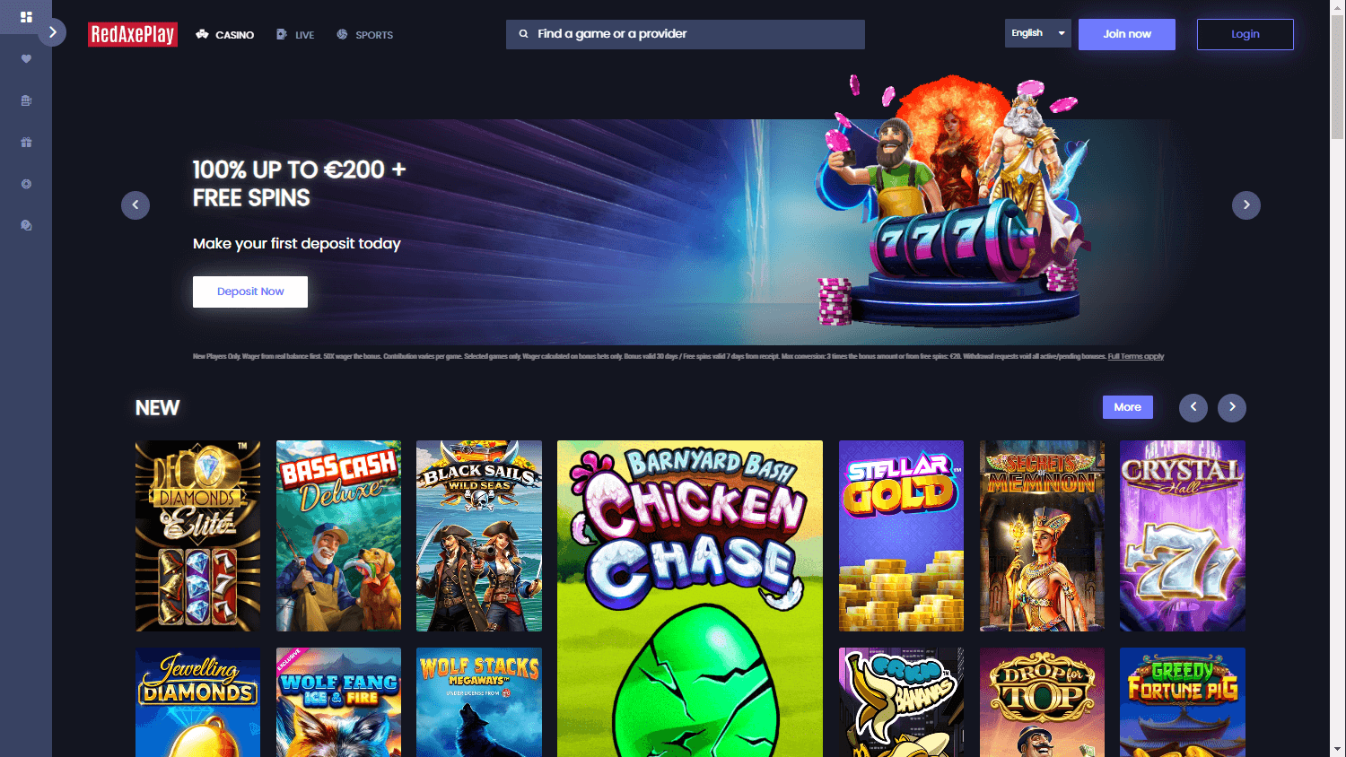 RedAxePlay Casino Desktop screenshot