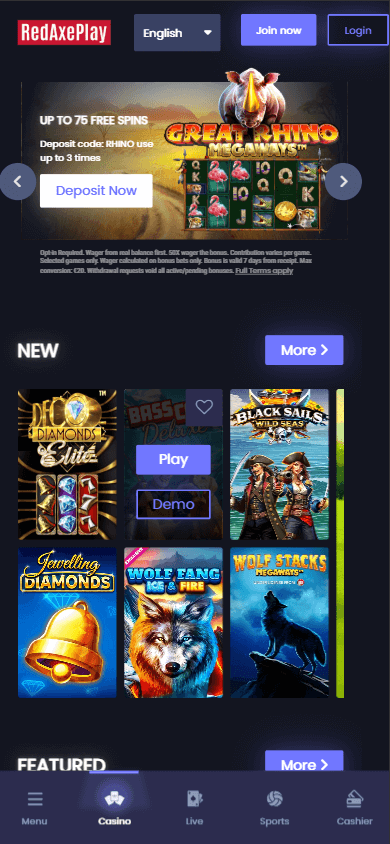 RedAxePlay Casino Mobile screenshot